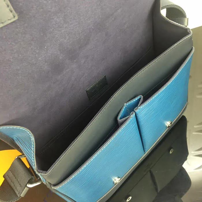 路易威登LV頂級原單M53494藍色 MESSENGER 小號郵差包Epi牛皮 牛皮飾邊 YDH1731